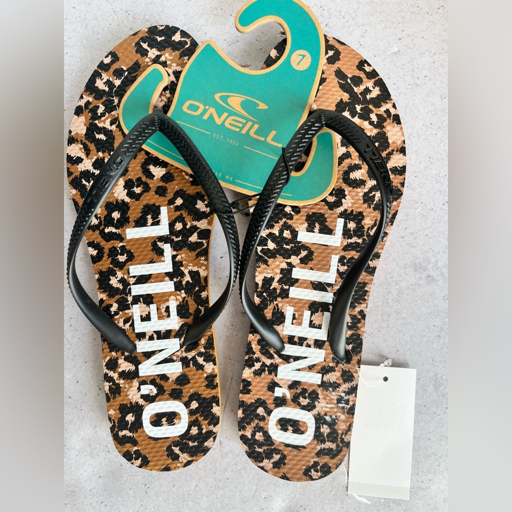 NWT O'Neill Bondi‎ Animal Print Sandals Flip Flops Casual Beach Thong Women's 7 - Picture 6 of 9
